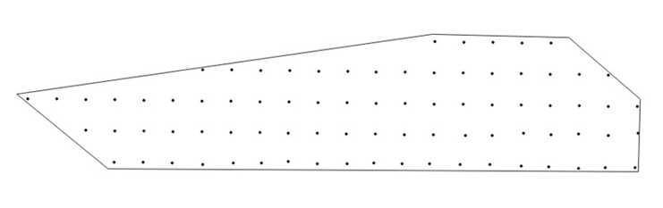 Figura 1 – Malha e contorno da área amostral