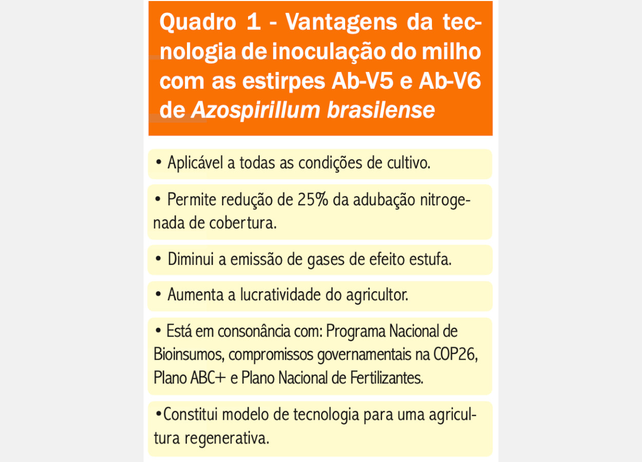 Vantagens da tecnologia de inoculação do milho com as estirpes Ab-V5 e Ab-V6 de <i>Azospirillum brasilense</i>&nbsp;