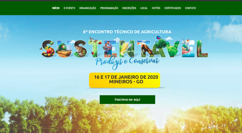 Mineiros (GO) sediará 6º Encontro de Agricultura Sustentável