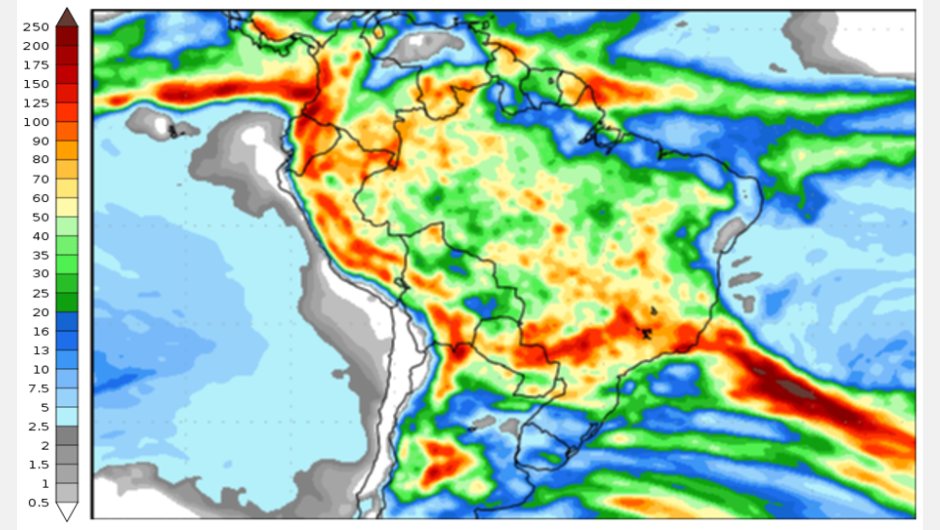 Figura 2: previsão de chuva para 2ª semana (26/12/2023 e 03/01/2024); fonte: GFS