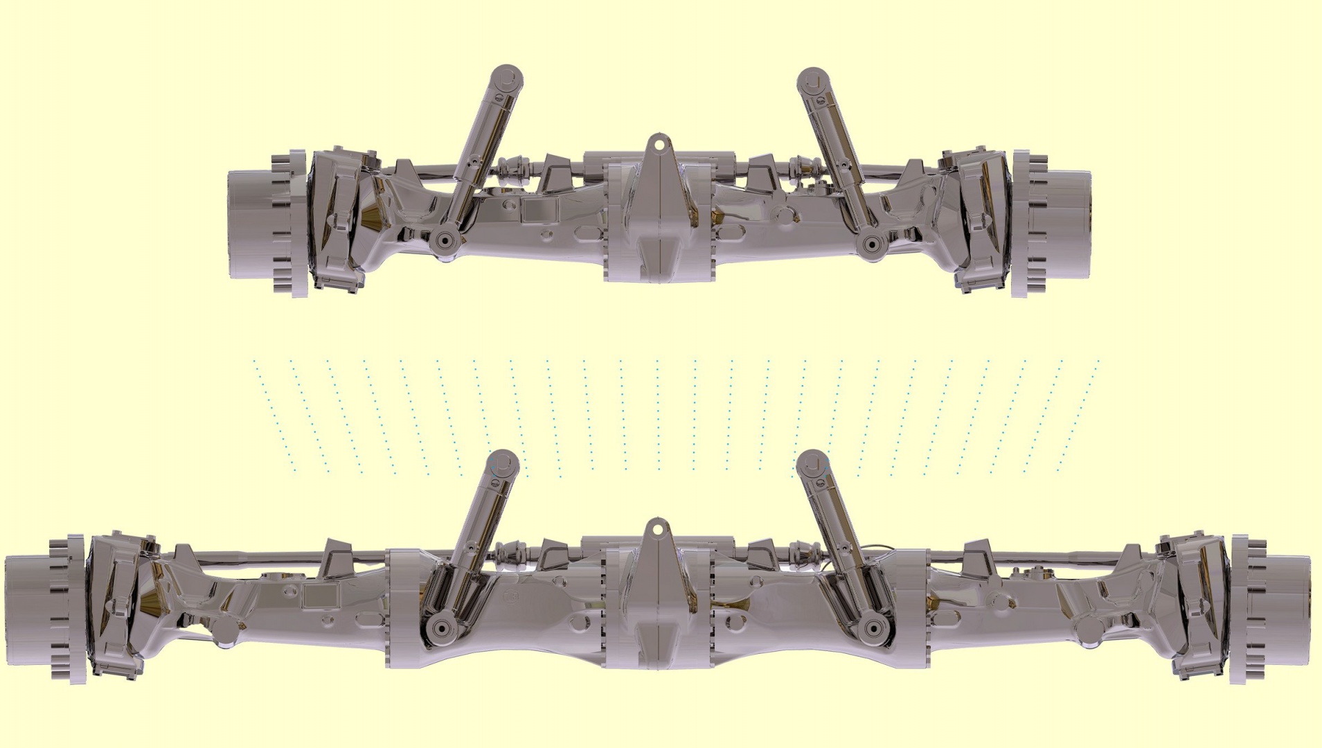 O kit amplia a distância flange a flange de aproximadamente 1,9 m para 3 m, espaçamento utilizado em operações do setor sucroenergético