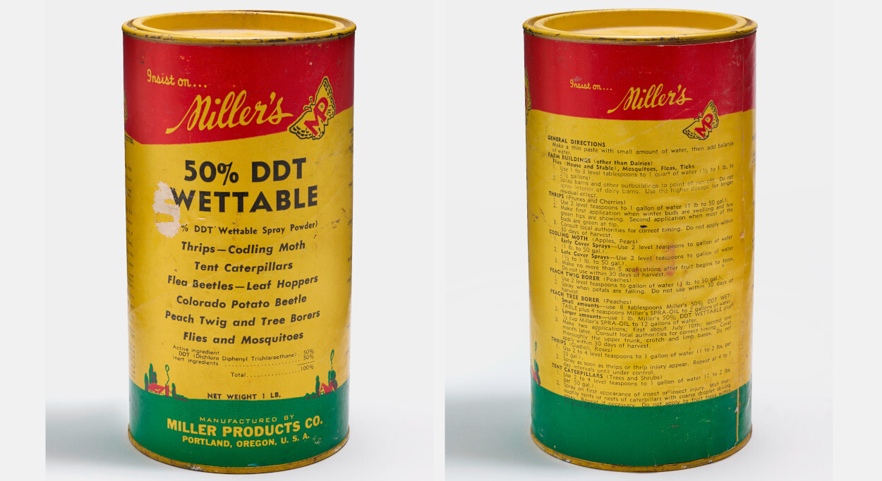 Science History Institute. Miller&apos;s 50% DDT Wettable. Photograph, 2018. Science History Institute. Philadelphia. https://digital.sciencehistory.org/works/3j333306q