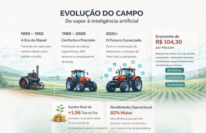 Do vapor à IA: como a evolução das máquinas transformou o campo brasileiro
