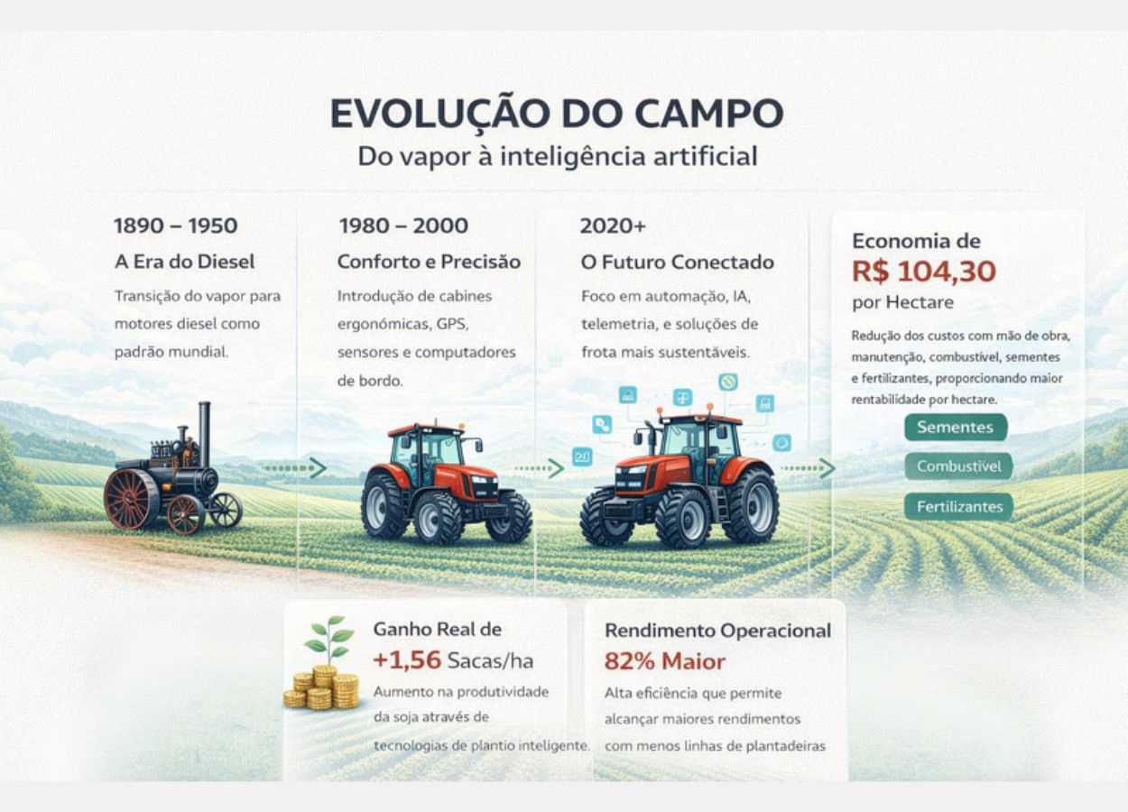 Do vapor à IA: como a evolução das máquinas transformou o campo brasileiro