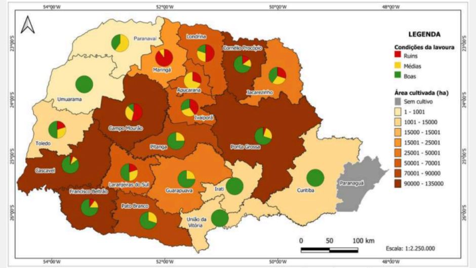 Área cultivada e condições das lavouras de trigo