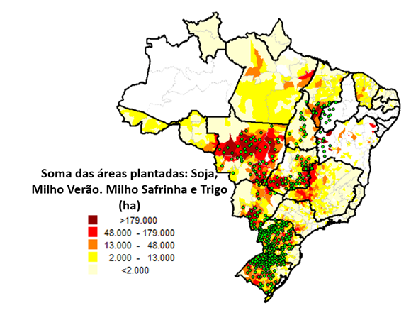 Figura 1 - Distribuição geográfica das entrevistas e o perfil de produção dos municípios envolvidos