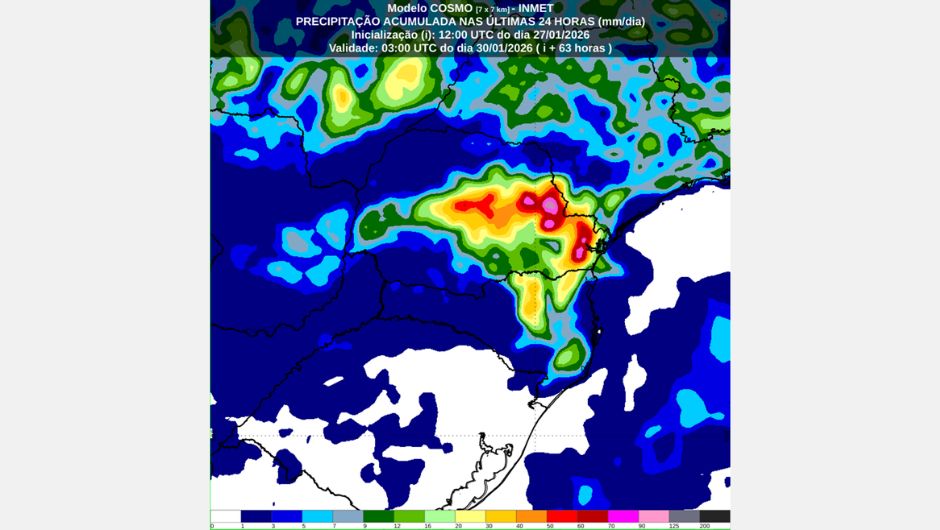 Figura 2 - previsão de chuva para quinta-feira (29)