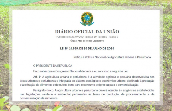 Governo sanciona Política Nacional de Agricultura Urbana e Periurbana