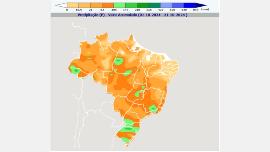 Figura 1 - precipitação acumulada; fonte: Inmet/Sisdagro