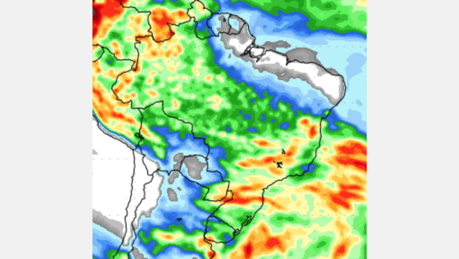 Figura 2: previsão de chuva para a 2ª semana (24/10/2023 a 31/10/2023); fonte: GFS