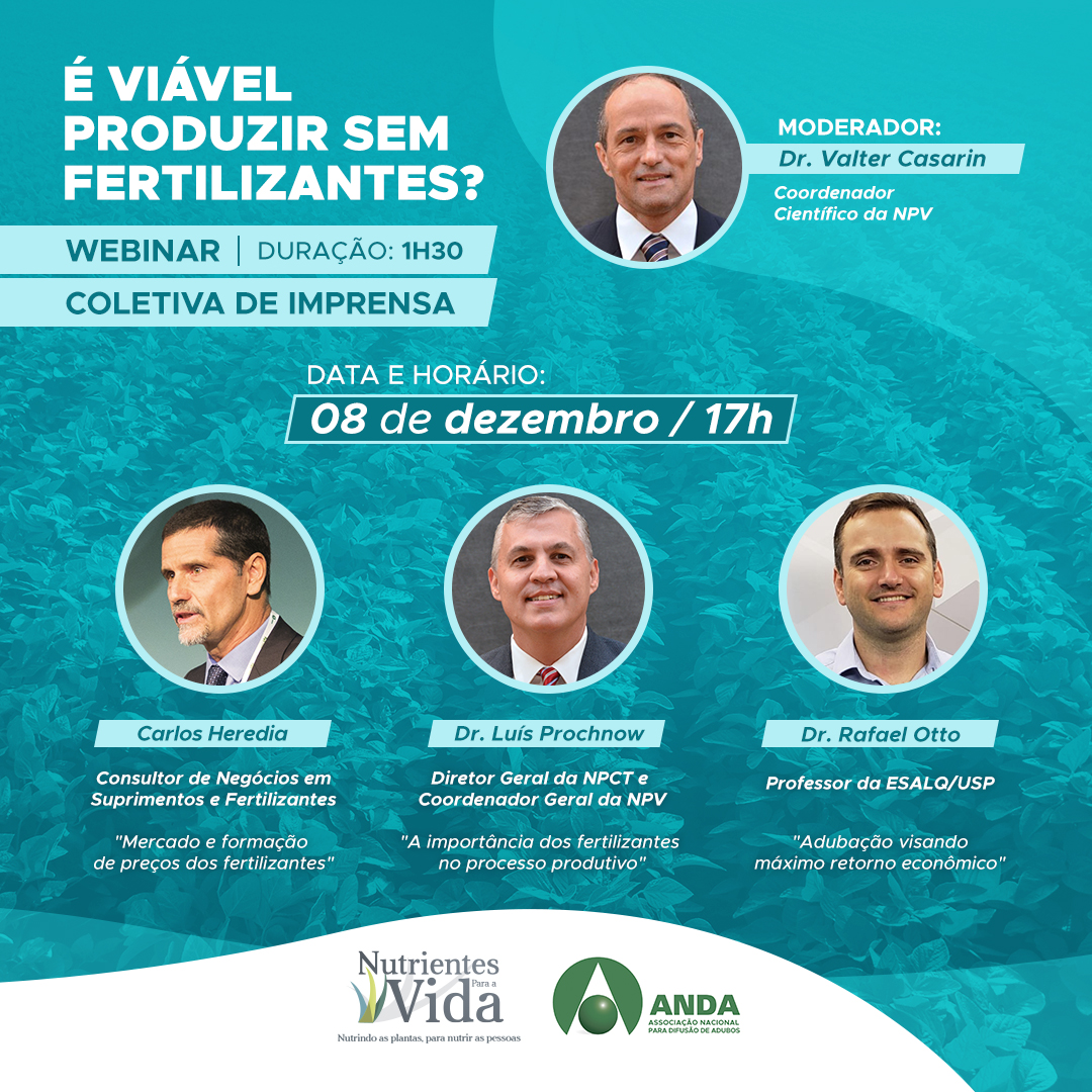 ANDA and Nutrientes Para a Vida debate the feasibility of producing without the use of fertilizers