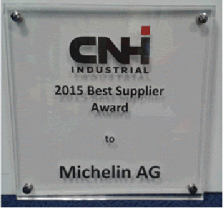 Michelin recebe o prêmio "melhor fornecedor" da CNH Industrial