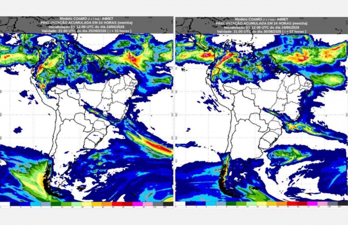 Inmet: previsão do tempo para quinta (25) e sexta-feira (26)