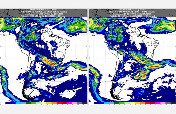 Inmet: previsão do tempo para quarta (14/10) e quinta-feira (15/10)