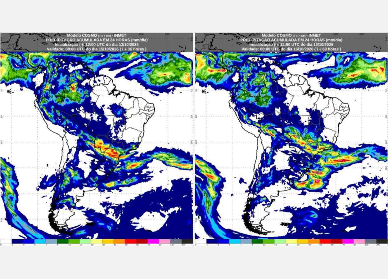 Inmet: previsão do tempo para quarta (14/10) e quinta-feira (15/10)