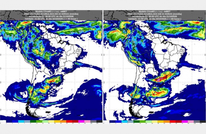 Inmet: previsão do tempo para quinta (22/10) e sexta-feira (23/10)