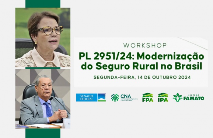 Workshop sobre modernização do seguro rural acontece no dia 14 de outubro