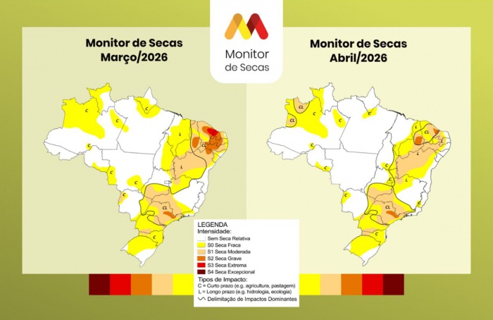 Área com seca no Brasil cai para 41% em abril
