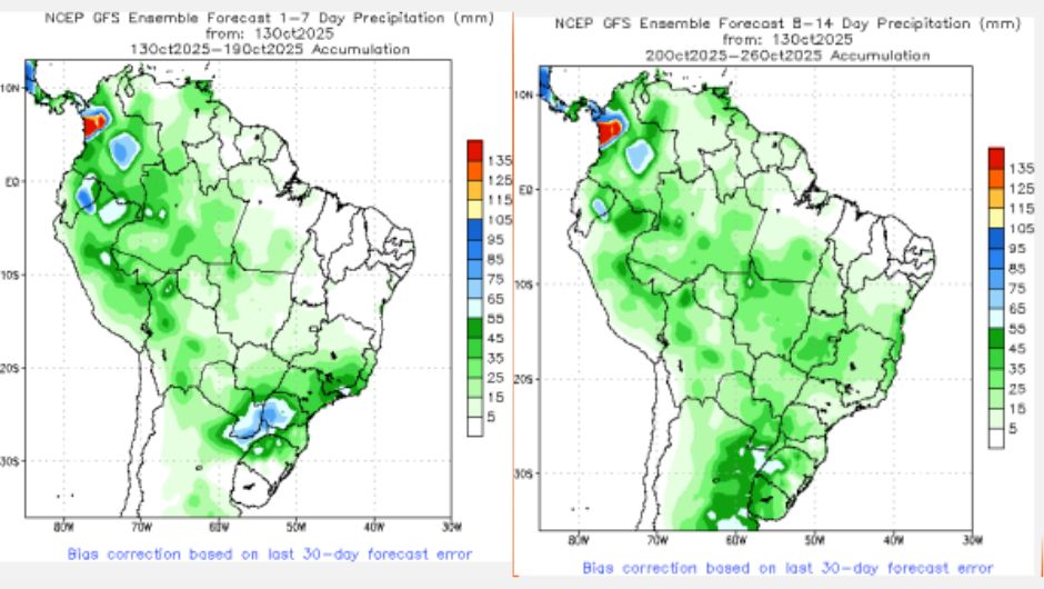 Figura 3: acumulado entre 13 e 19/out; figura 4: acumulado entre 20 e 26/out