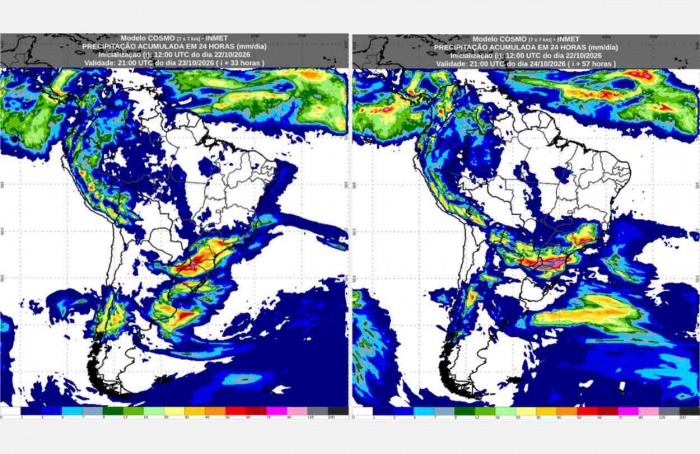 Inmet: previsão do tempo para sexta-feira (23/10) e sábado (24/10)