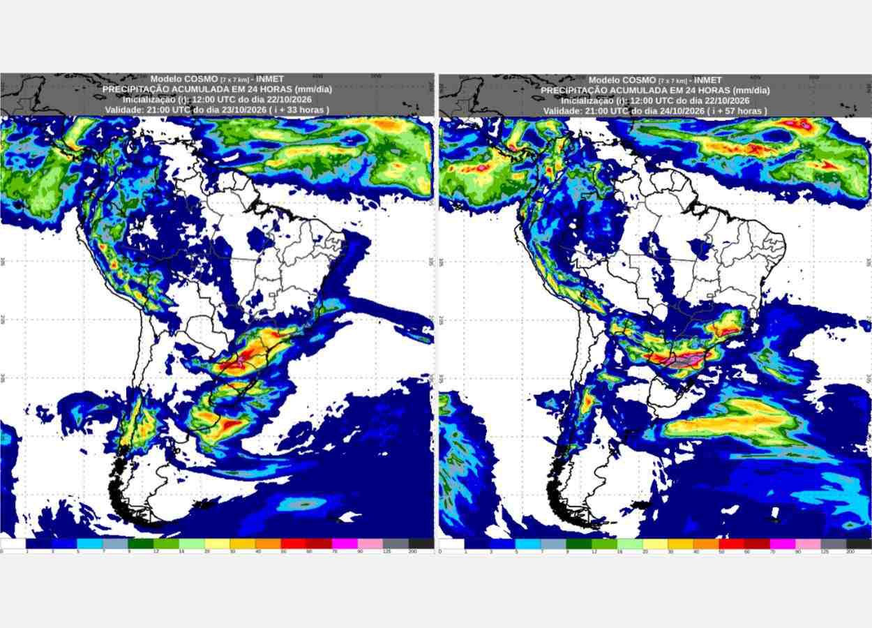 Inmet: previsão do tempo para sexta-feira (23/10) e sábado (24/10)