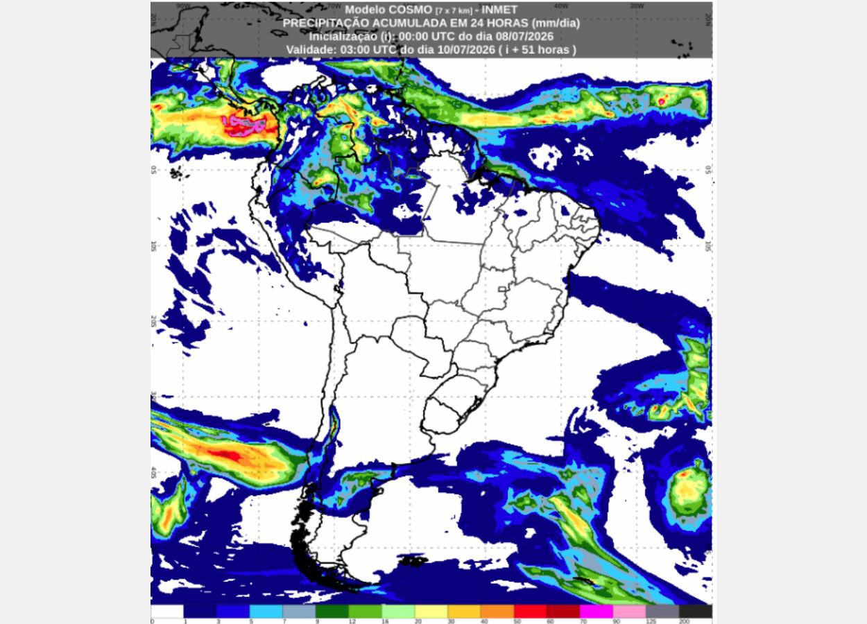 Inmet: previsão do tempo para quinta (9) e sexta-feira (10)