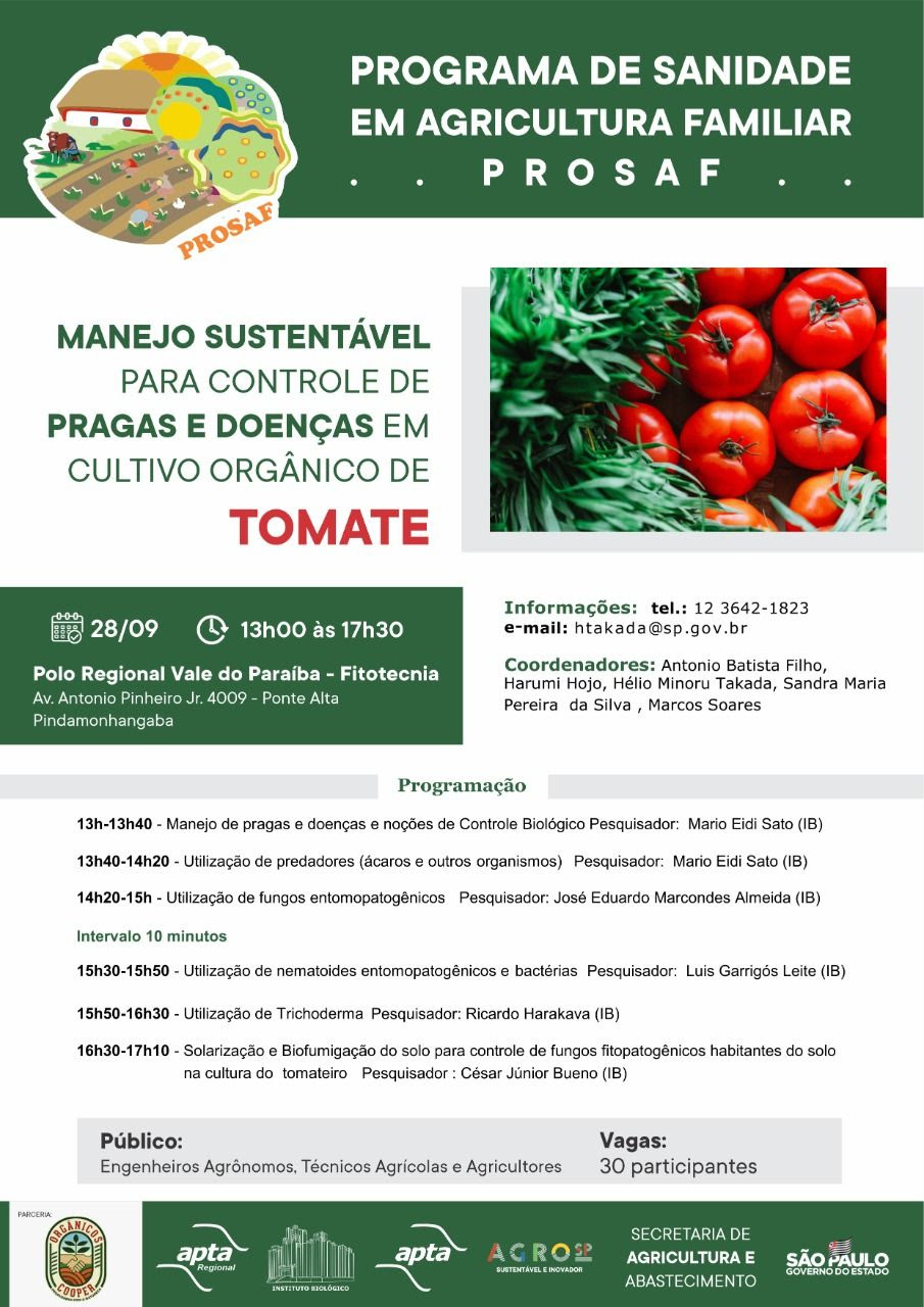 Prosaf - Manejo Sustentável para Controle de Pragas e Doenças em Cultivo Orgânico de Tomate