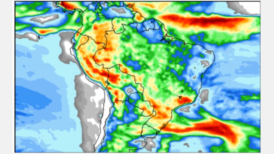 Figura 2: previsão de chuva para a 2ª semana (05 a 13/12/2023); fonte: GFS