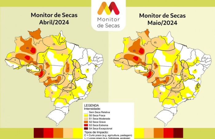 Severidade da seca na região Sul fica estável no último mês, aponta atualização do Monitor de Secas