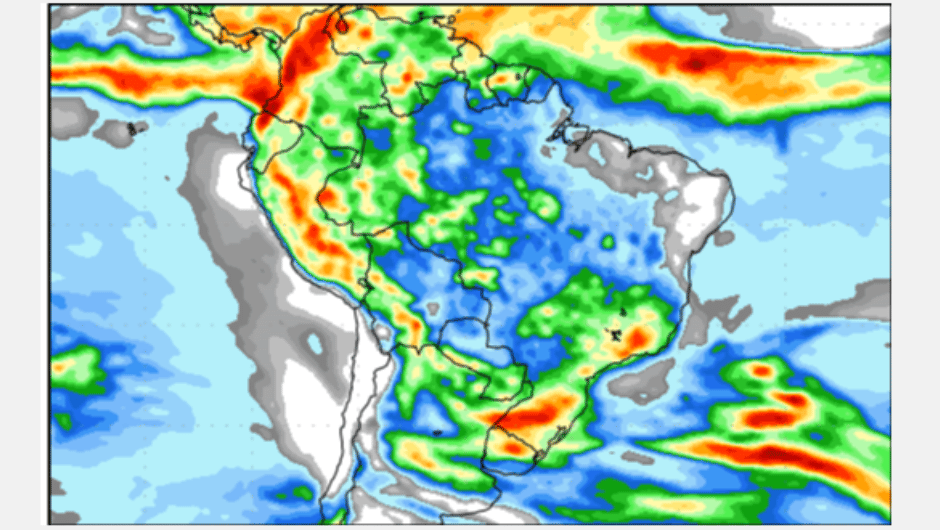 Figura 2: previsão de chuva para a 2ª semana (14 a 22/11/2023); fonte: GFS