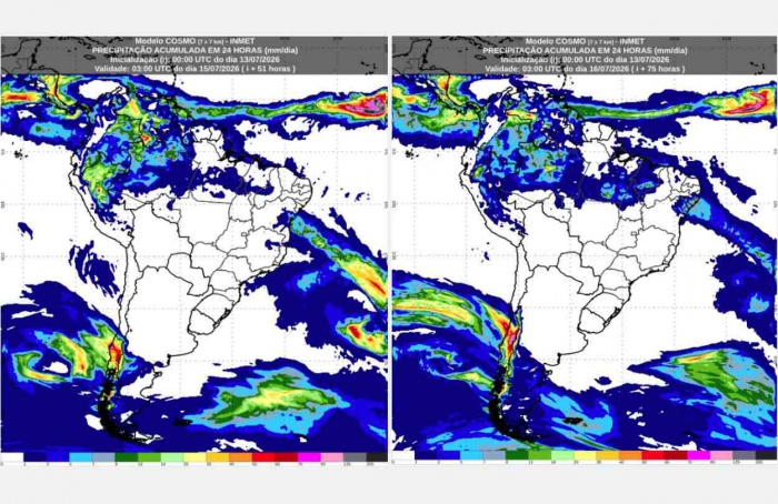 Inmet: previsão do tempo para terça (14) e quarta-feira (15)
