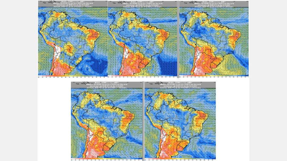 Figura 2: previsão de umidade relativa do ar (%) em 2 m e vento a 10 m (m/s) para a semana de 15 de dezembro a 19 de dezembro de 2025 às 15h (horário de Brasília); fonte: Inmet