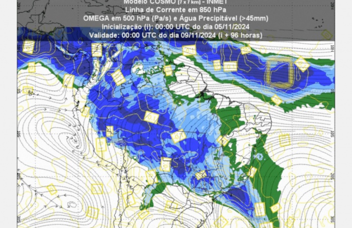 Inmet alerta para chance de ZCAS no final de semana