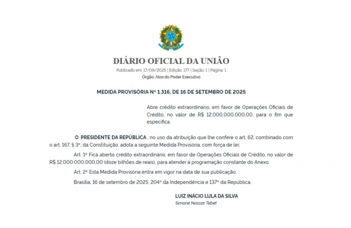 MP abre crédito de R$12 bi para renegociação de dívidas rurais