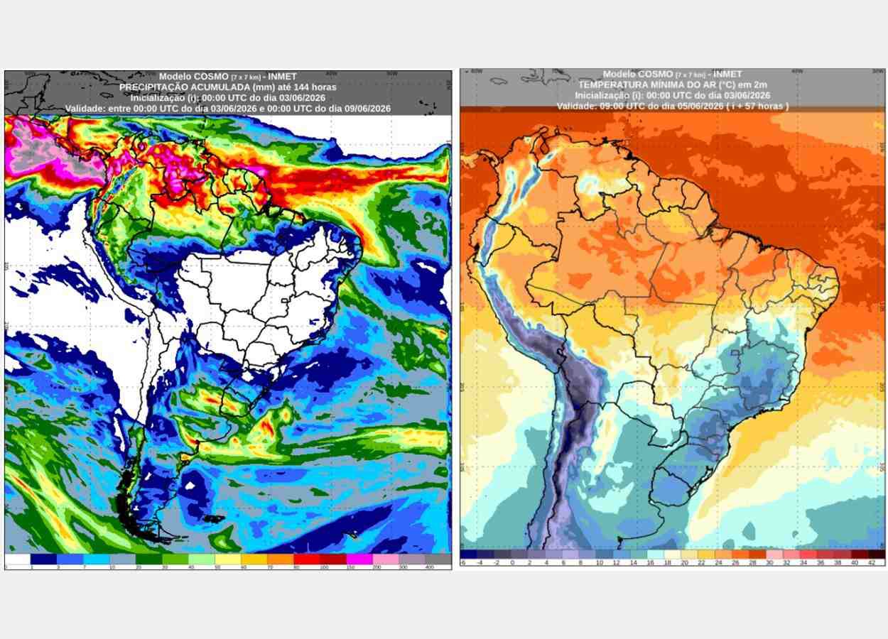 Norte e litoral nordestino seguem com instabilidade, enquanto interior registra baixa umidade e frio nas madrugadas