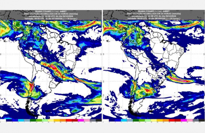 Inmet: previsão do tempo para terça (6/10) e quarta-feira (7/10)
