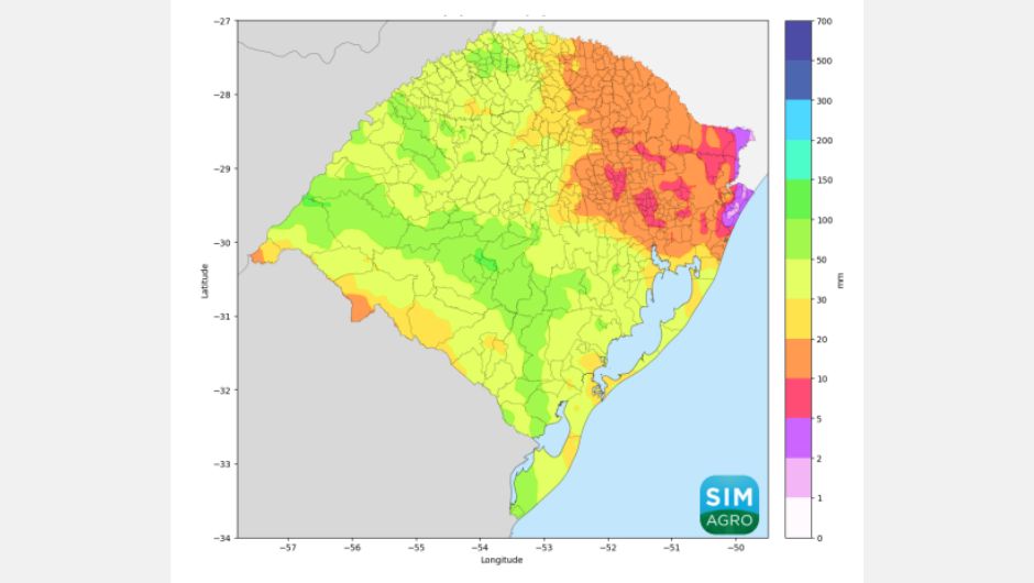 Chuva prevista (em mm) pelo modelo Icon de 16 a 22 de abril de 2026