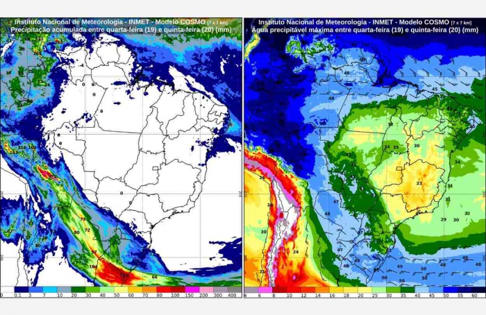 Inmet: previsão do tempo para quarta (19) e quinta-feira (20)