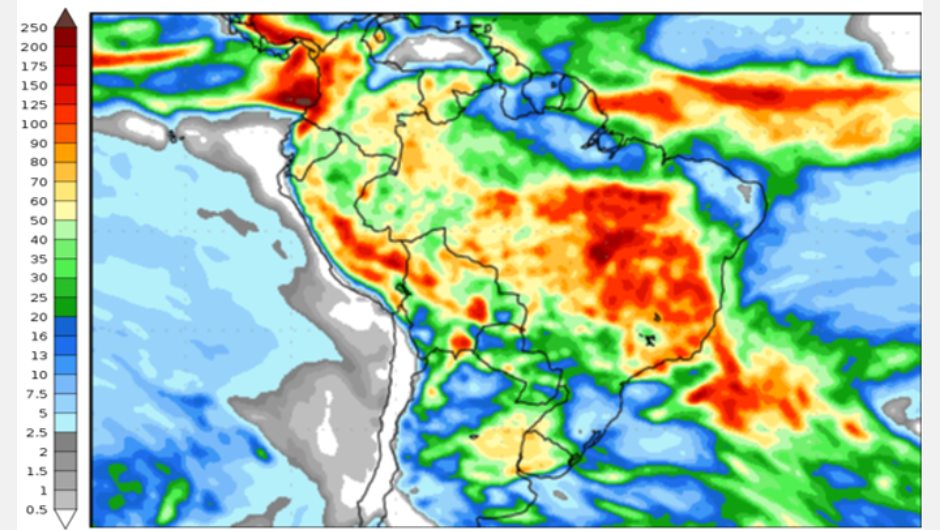 Figura 2: previsão de chuva para 2ª semana (12 e 20/12/2023); fonte: GFS