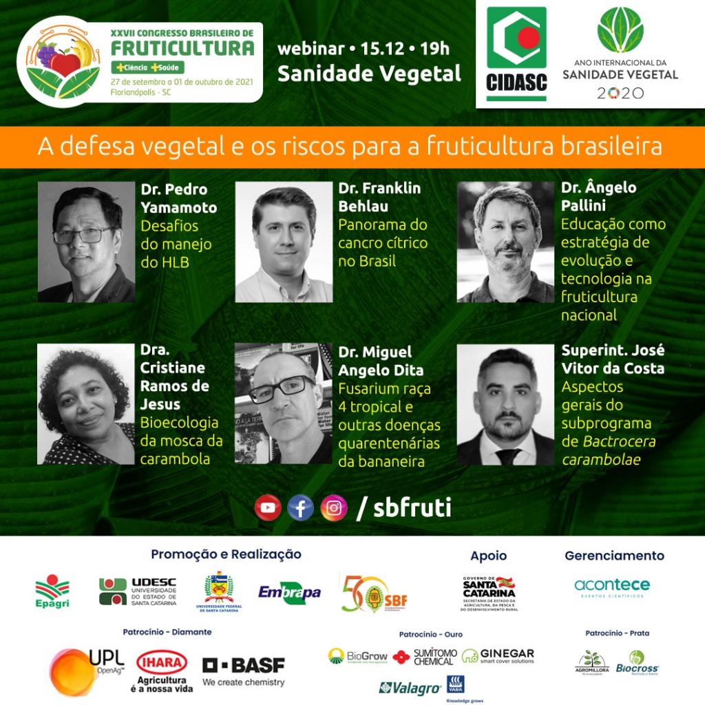 Congresso Brasileiro de Fruticultura e CIDASC promovem Webinar sobre Sanidade Vegetal
