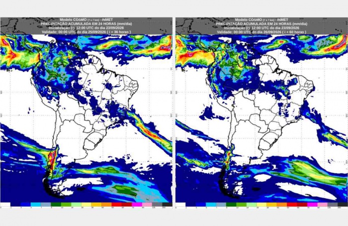 Inmet: previsão do tempo para quinta (24/9) e sexta-feira (25/9)
