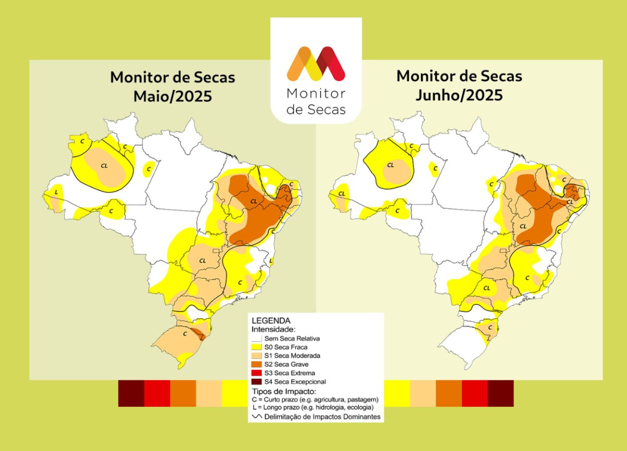 Área com o fenômeno aumentou no Nordeste e diminuiu no Centro-Oeste, Norte, Sudeste e Sul em junho