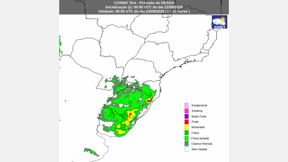 Previsão de geada para a madrugada e o início da manhã de quarta-feira (23)
