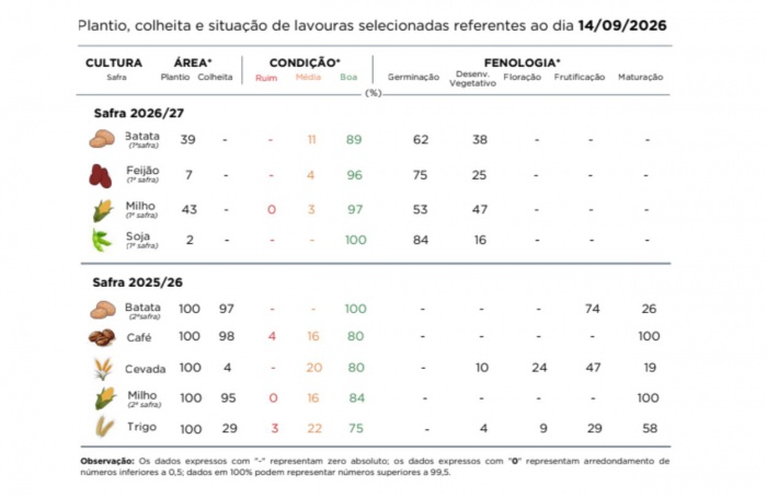 PR Safra 2026/27: chuva afeta avanço das lavouras