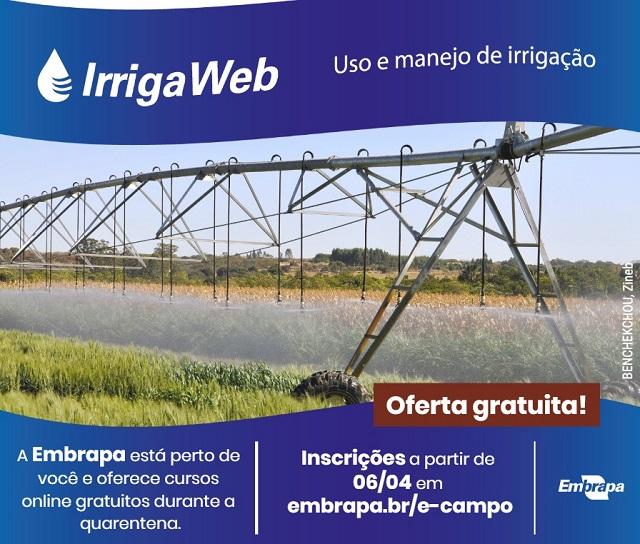 Embrapa lança curso de capacitação online em uso e manejo de irrigação