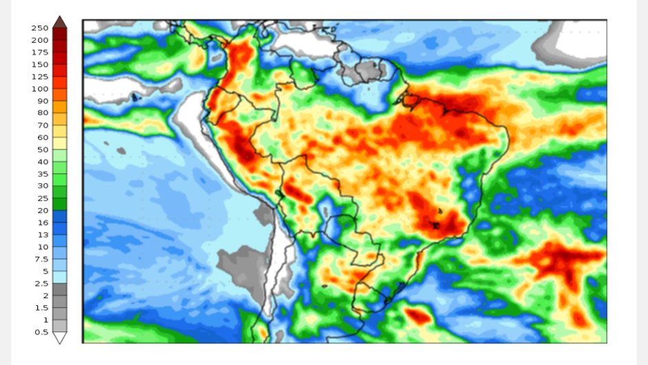 Figura 2: previsão de chuva para 2ª semana (19 a 27/03/2024); fonte: NCEP/NOAA