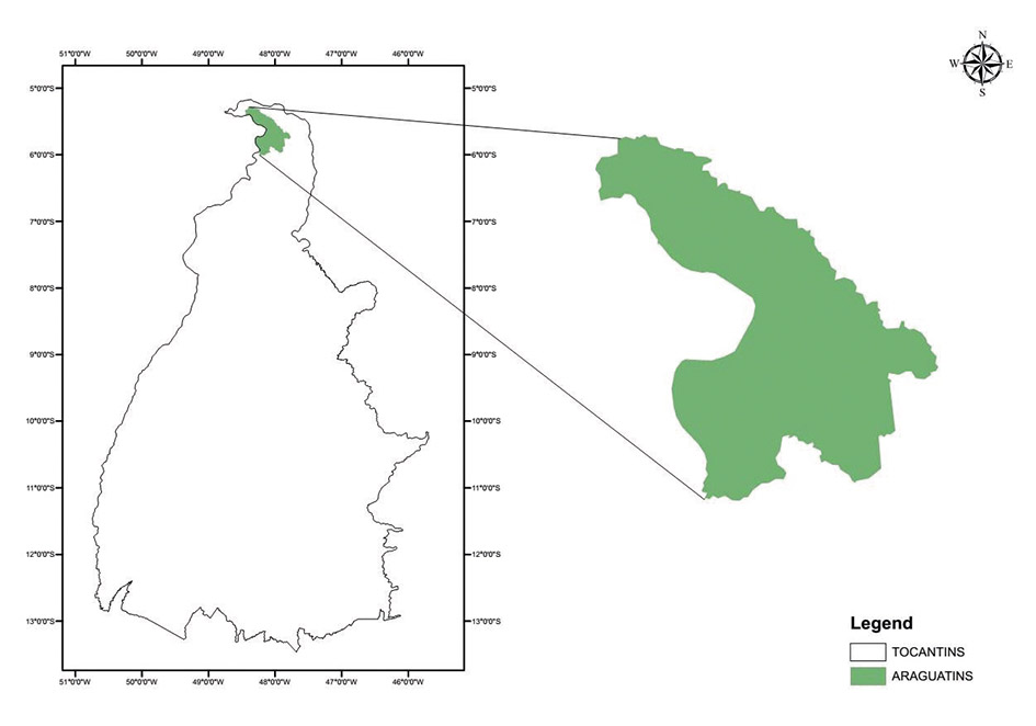 Figura 1 -  Mapa de localização do município de Araguatins-TO