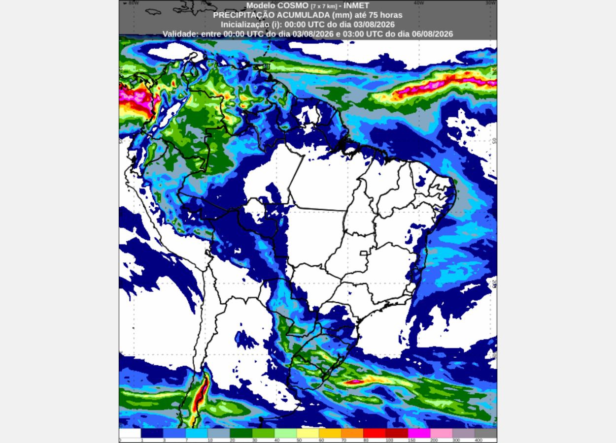 Inmet: previsão do tempo para terça (4) e quarta (5)