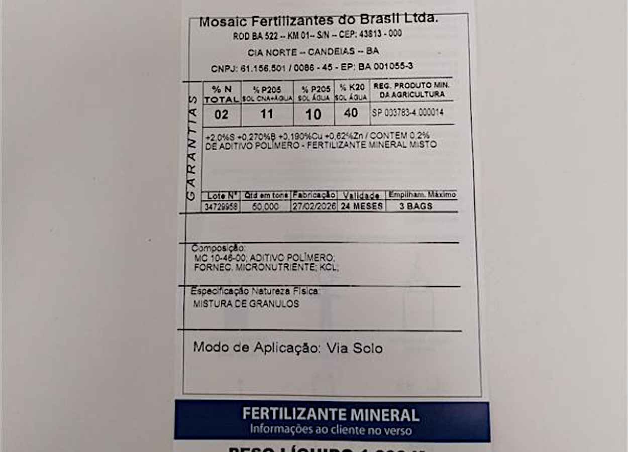 Mosaic passa a declarar solubilidade de fósforo em misturas