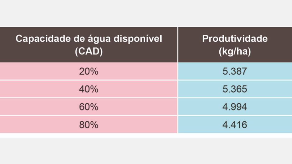 Análise da produtividade média de acordo com o esgotamento da capacidade de água disponível no solo